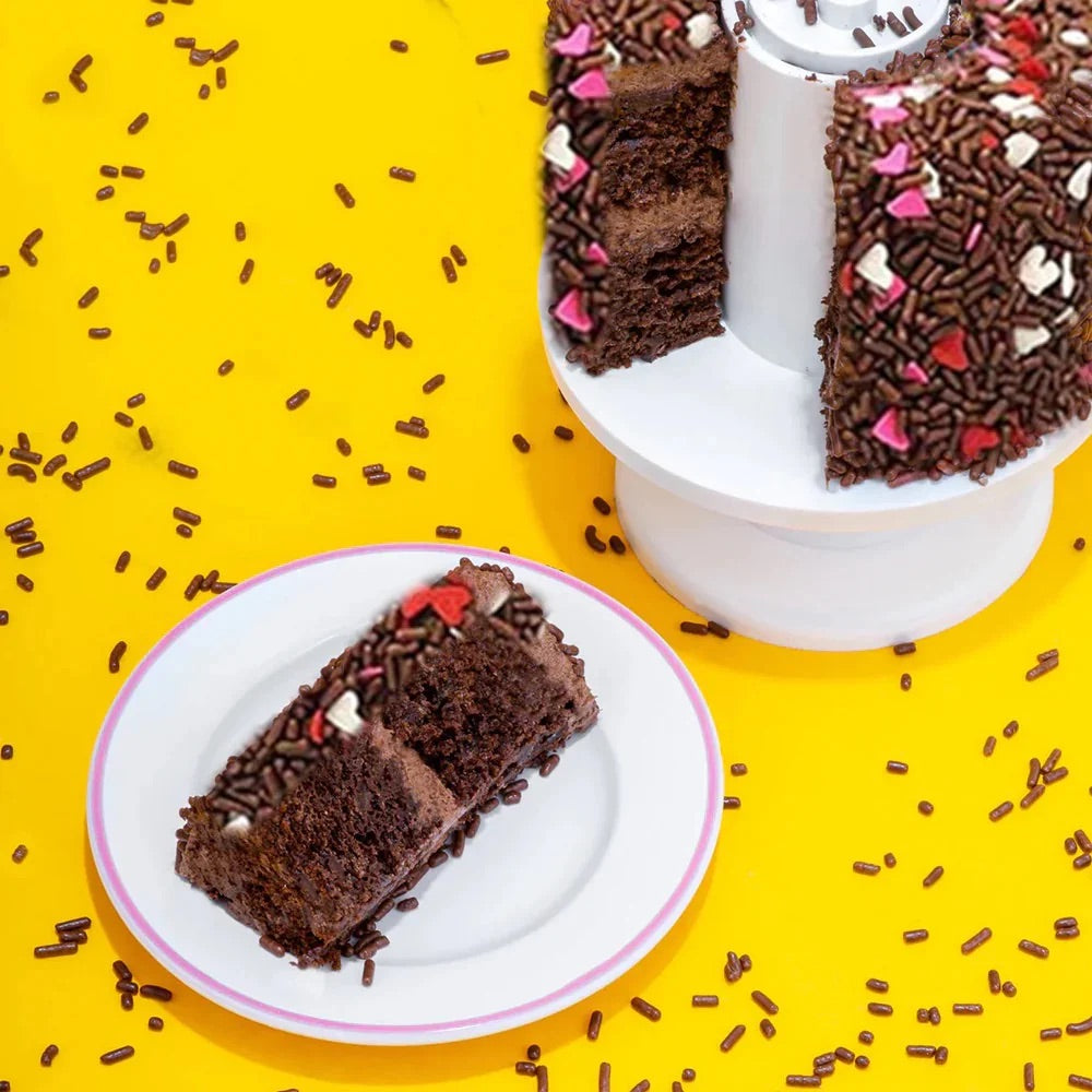 Sending Love Box - 4" Chocolate Love with Flower Bouquet Confetti Surprise Cake®