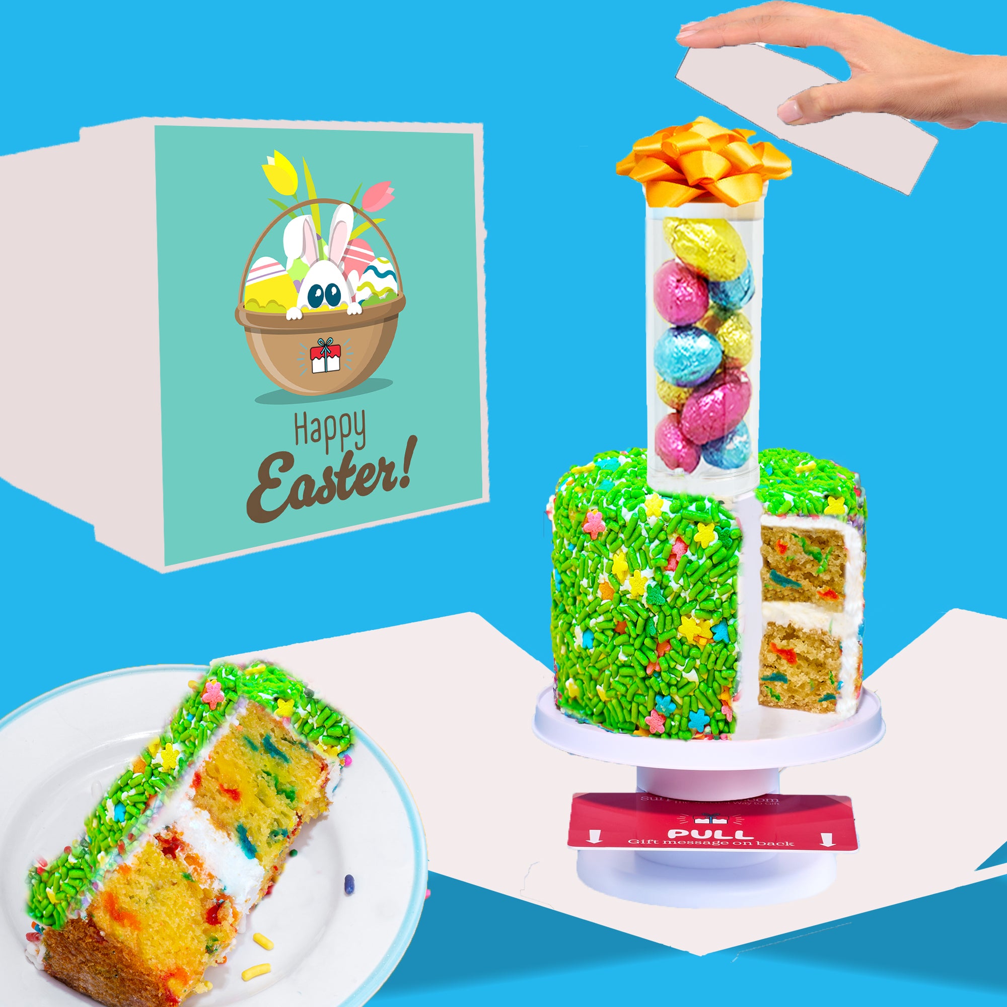 Happy Easter Box-  4" Vanilla Chocolate Eggs Surprise Cake®