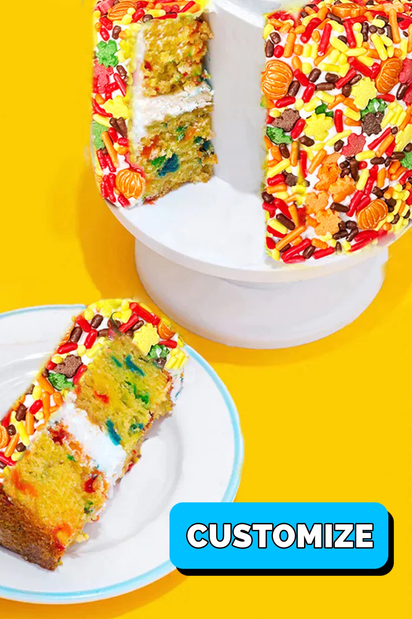 4" Fall Festive Vanilla Confetti Surprise Cake®
