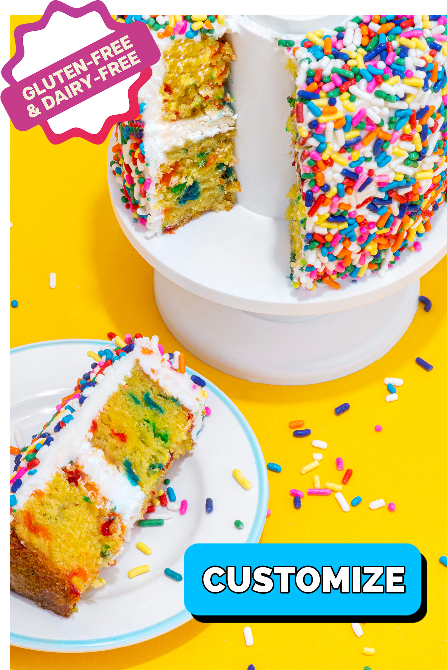 4" Rainbow Gluten Free Vanilla Confetti Surprise Cake®
