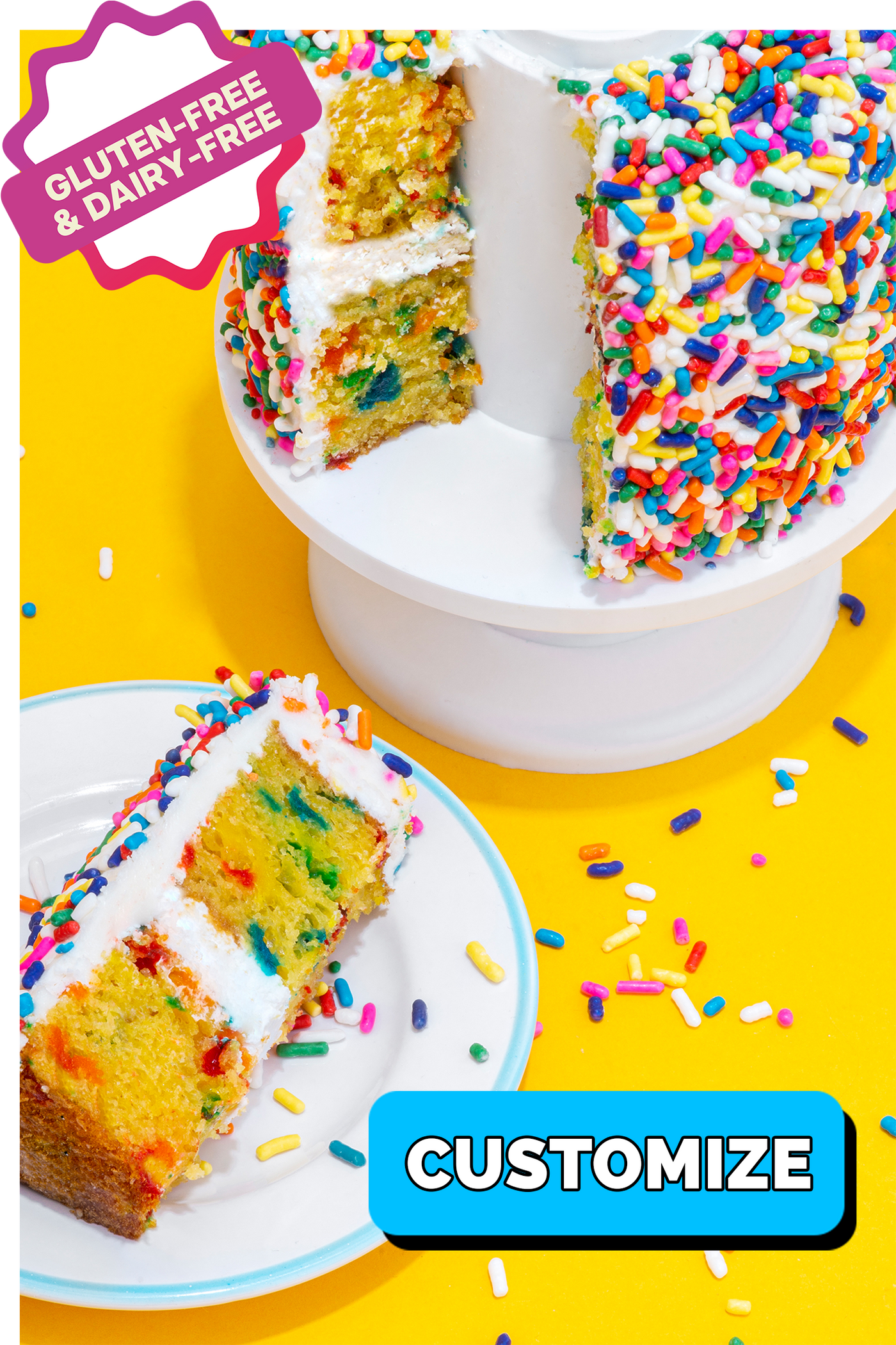 4" Rainbow Gluten Free Vanilla Confetti Surprise Cake®