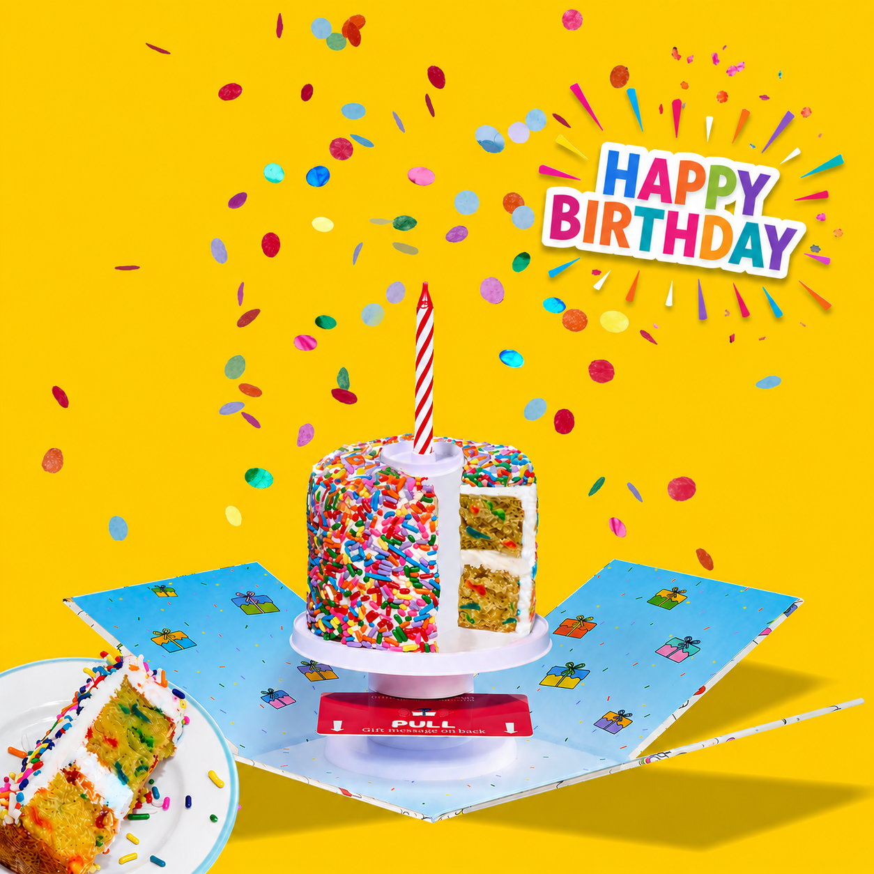 4" Happy Birthday Rainbow Confetti Surprise Cake®