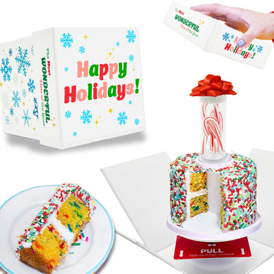 Merry Christmas - 4" Vanilla Christmas Surprise Cake®  with Candy Canes