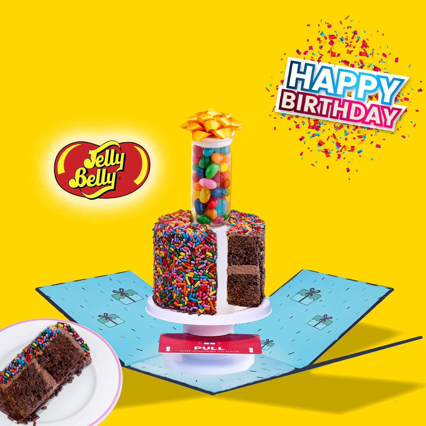 4"- Rainbow Chocolate Surprise Cake®️with Jelly Belly®️ Surprise