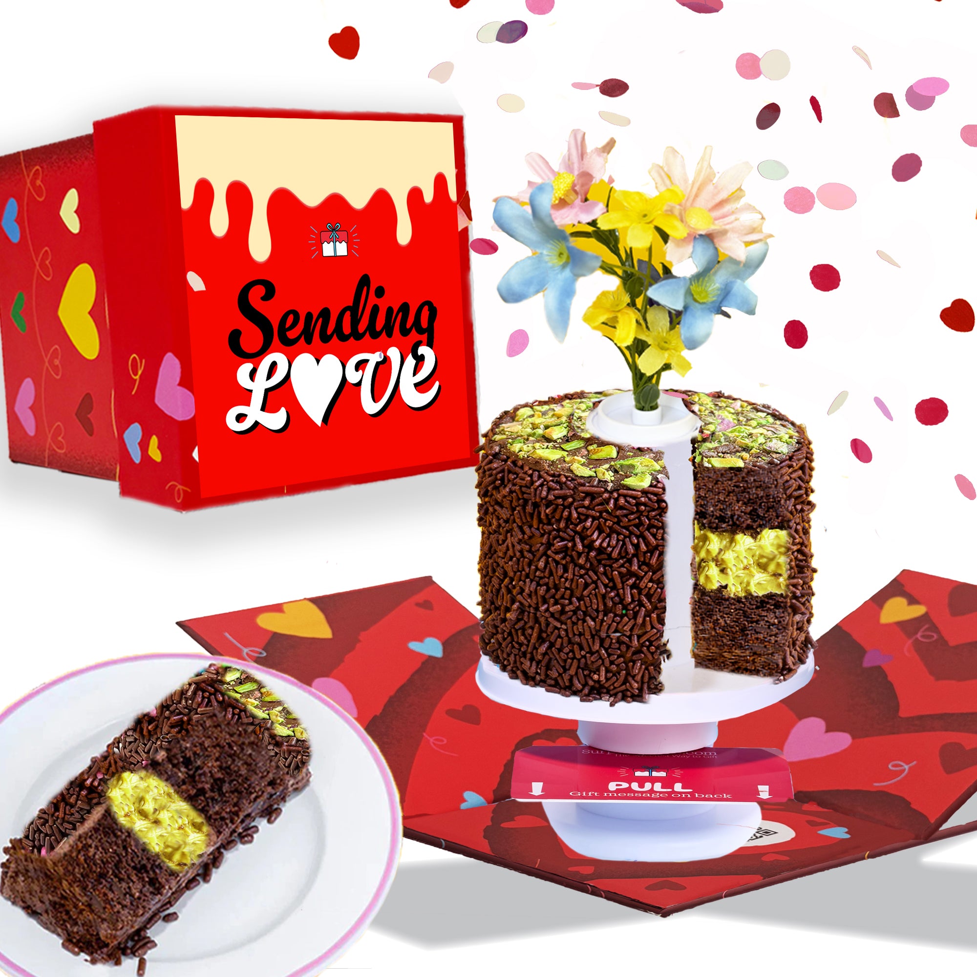 Sending Love Box - 4" Dubai Chocolate Surprise Cake®