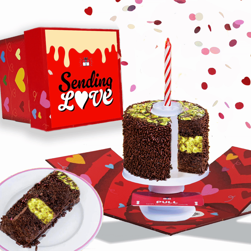 Sending Love Box - 4" Dubai Chocolate Surprise Cake®