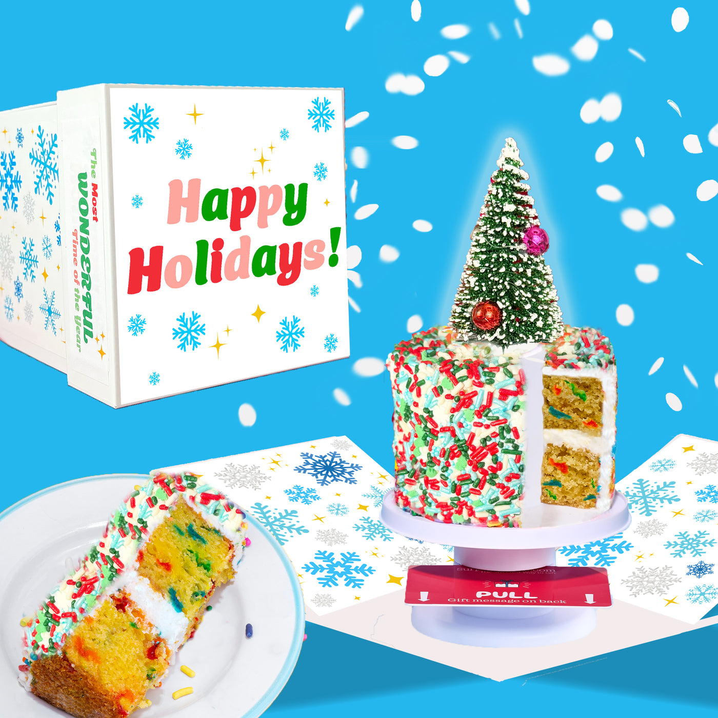 Merry Christmas Box - 4" Vanilla Christmas Surprise Cake Box®