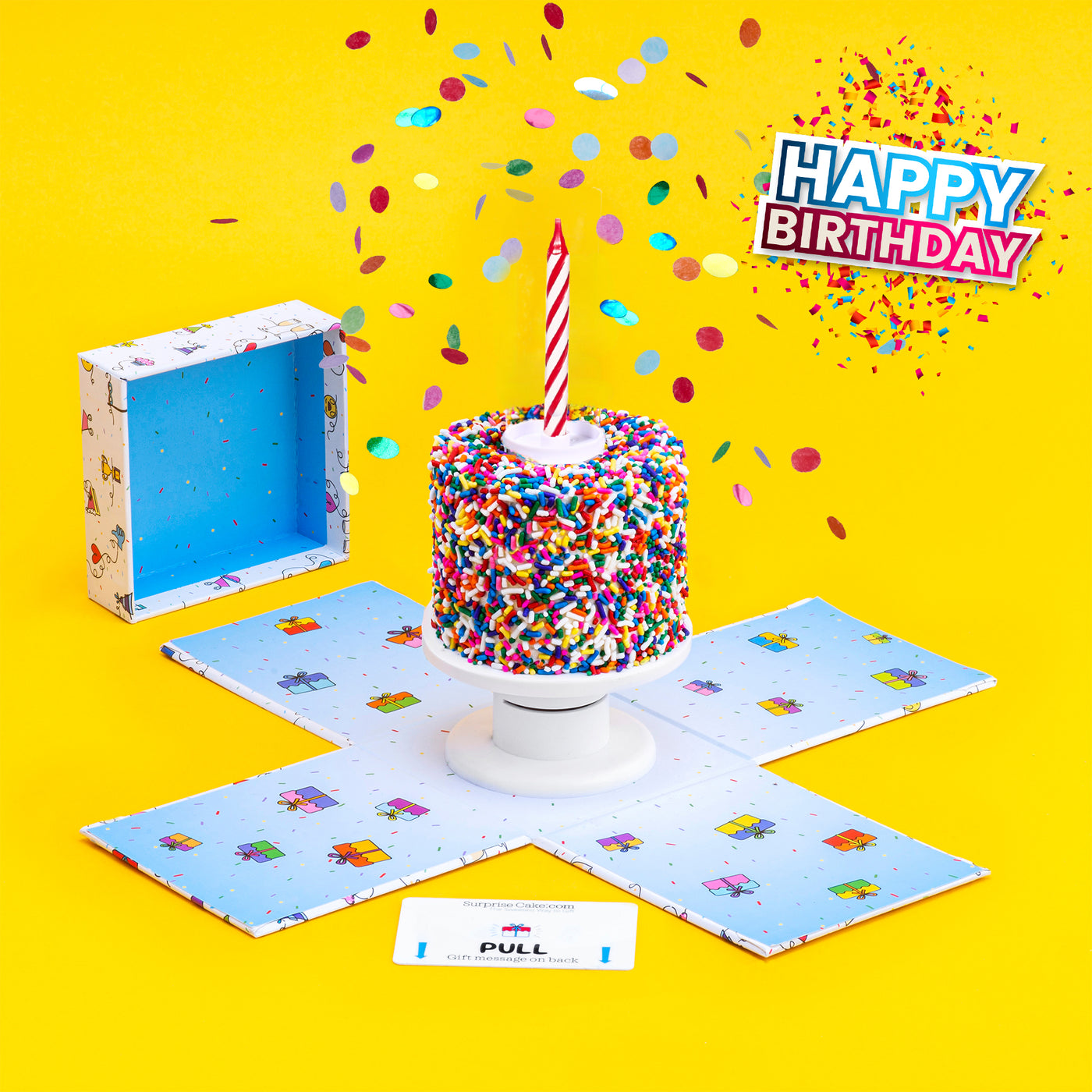 4" Happy Birthday Rainbow Confetti Surprise Cake®