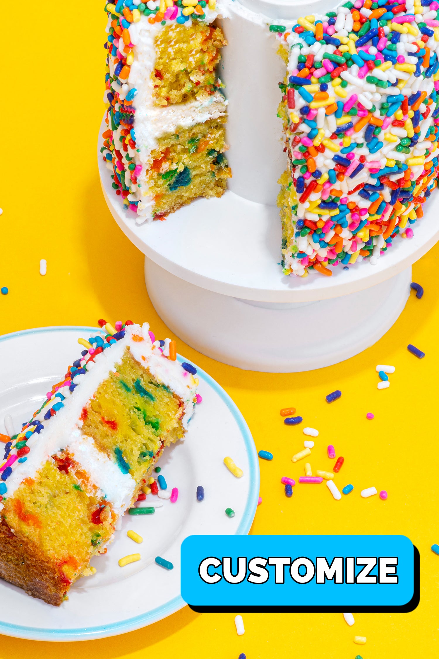 4" Rainbow Vanilla Confetti Surprise Cake®