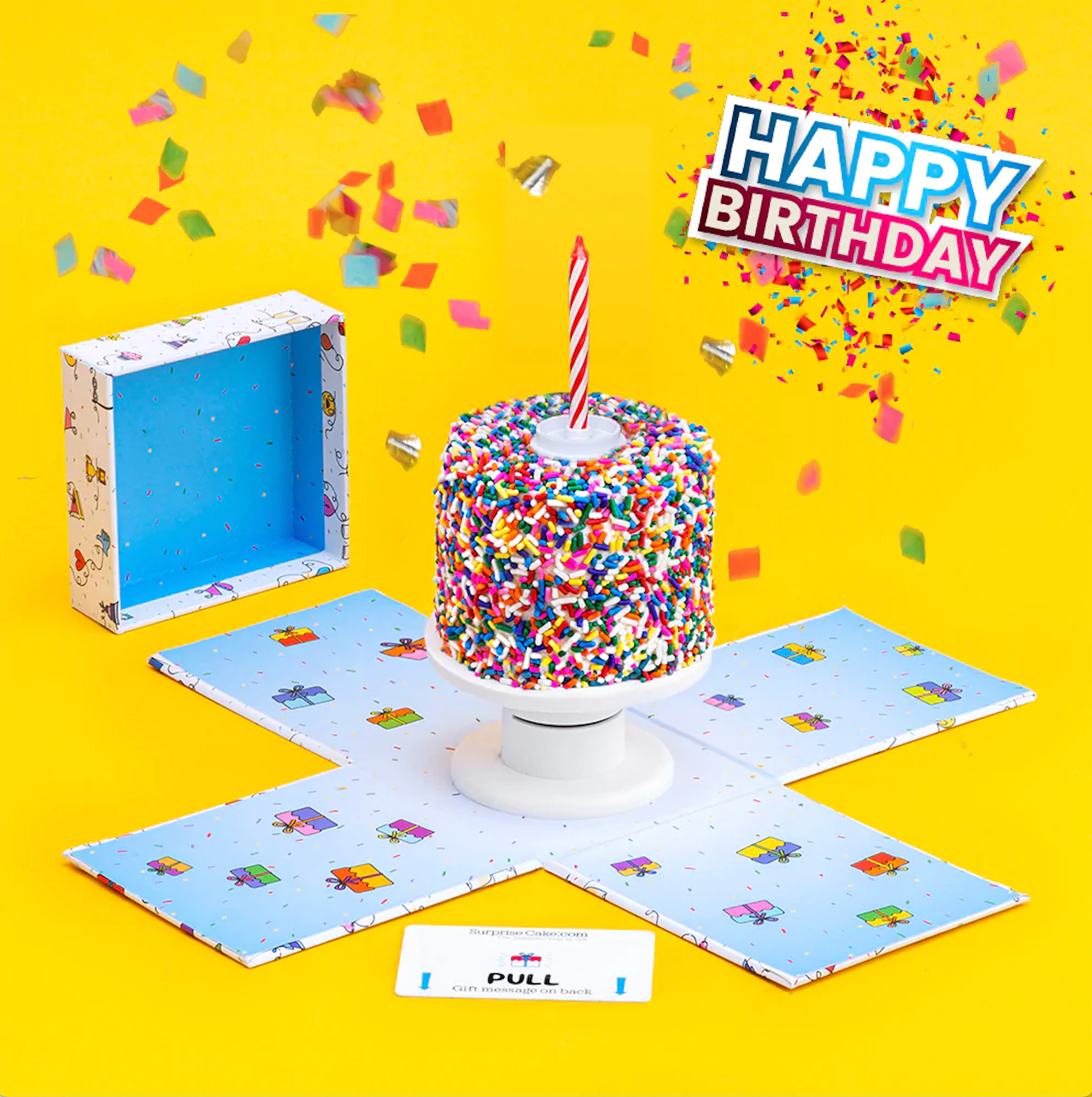 4" Happy Birthday Rainbow Confetti Surprise Cake®