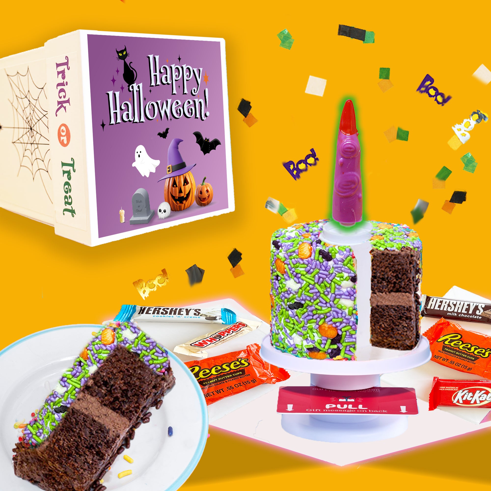 4" Chocolate Halloween Creepy Finger Explosion Surprise Cake® + Candy Surprise