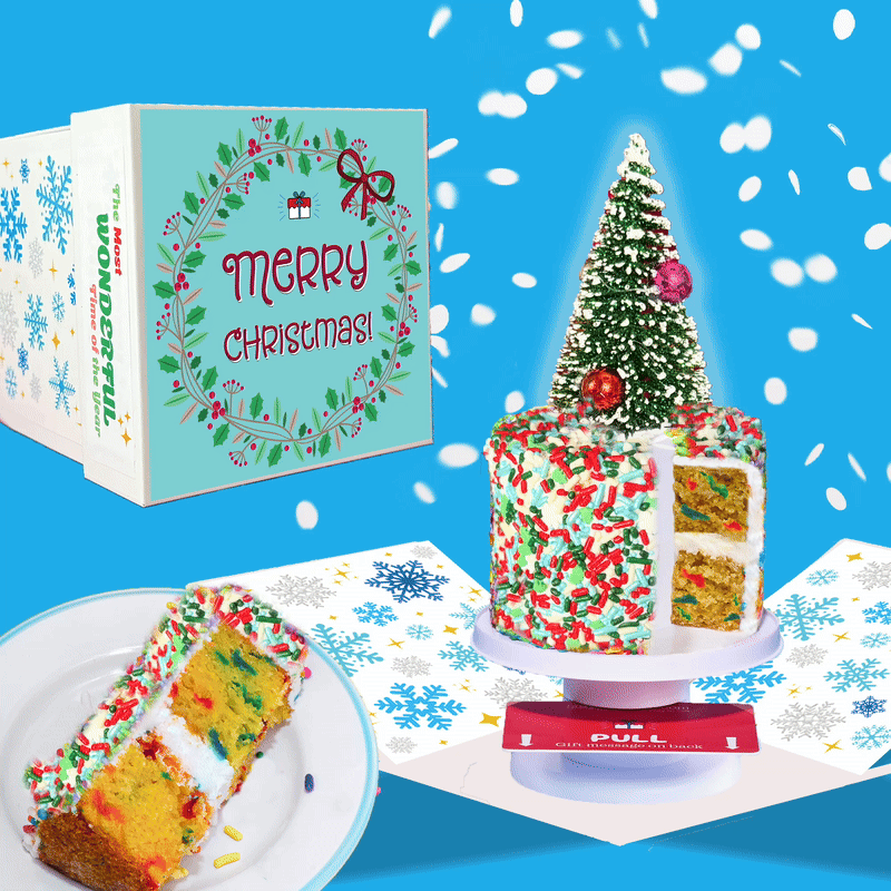 Merry Christmas Box - 4" Vanilla Christmas Surprise Cake Box®