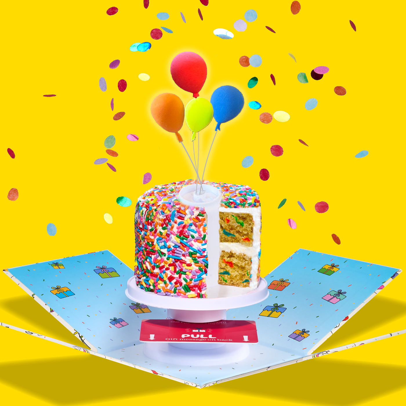 4" Rainbow Vanilla Confetti Surprise Cake®