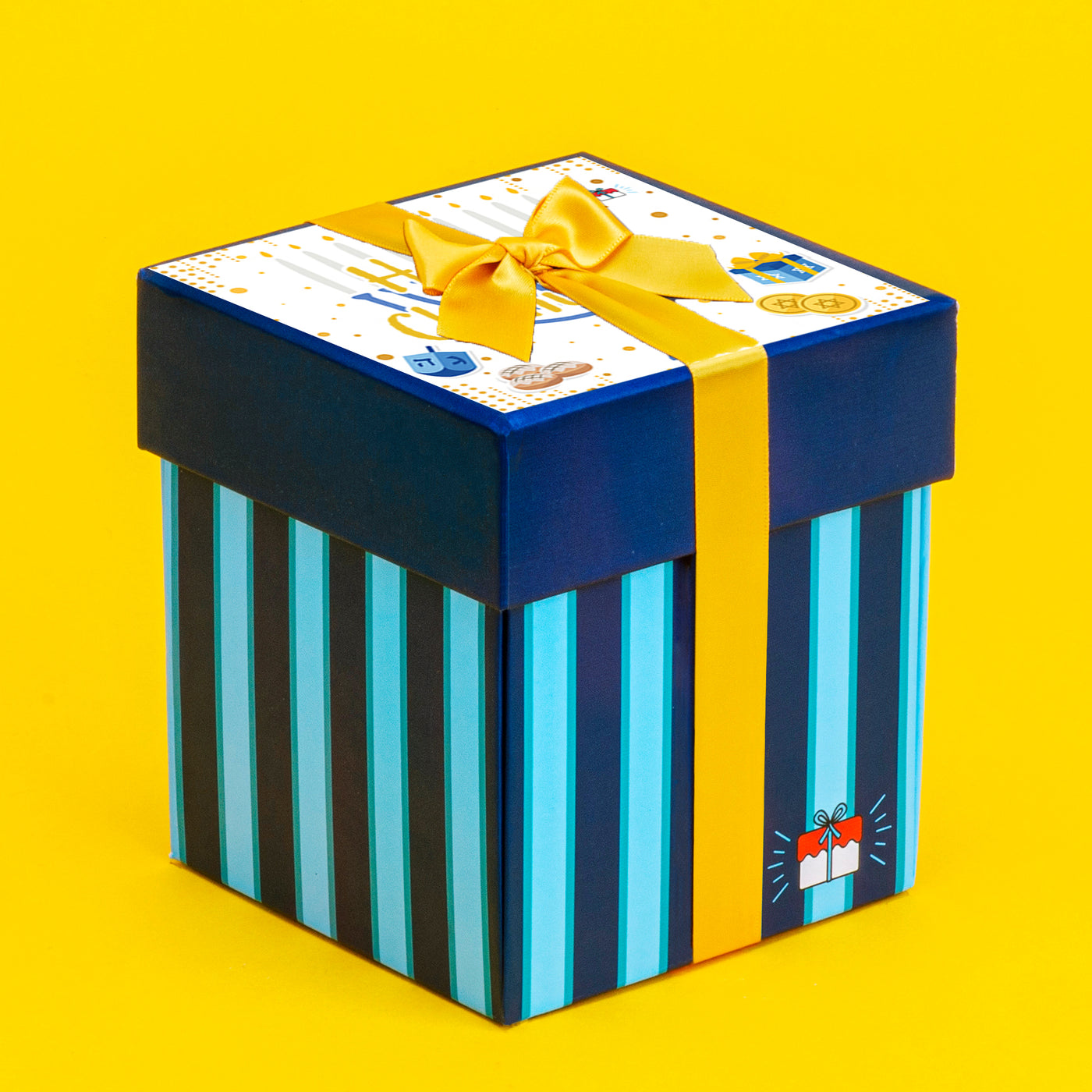 Happy Chanukah Box - 4" Vanilla Surprise Cake with Dreidel & Gelt Explosion®