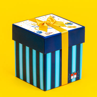 Happy Chanukah Box - 4" Vanilla Surprise Cake with Dreidel & Gelt Explosion®