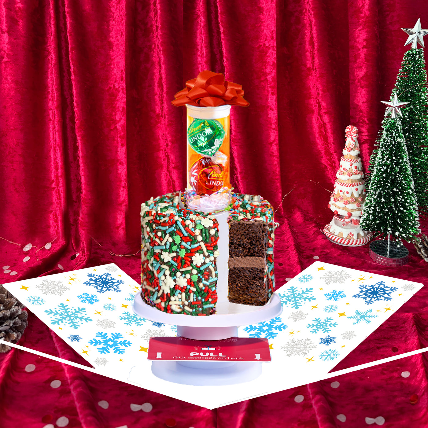 Merry Christmas - 4" Chocolate Christmas Surprise Cake Box®