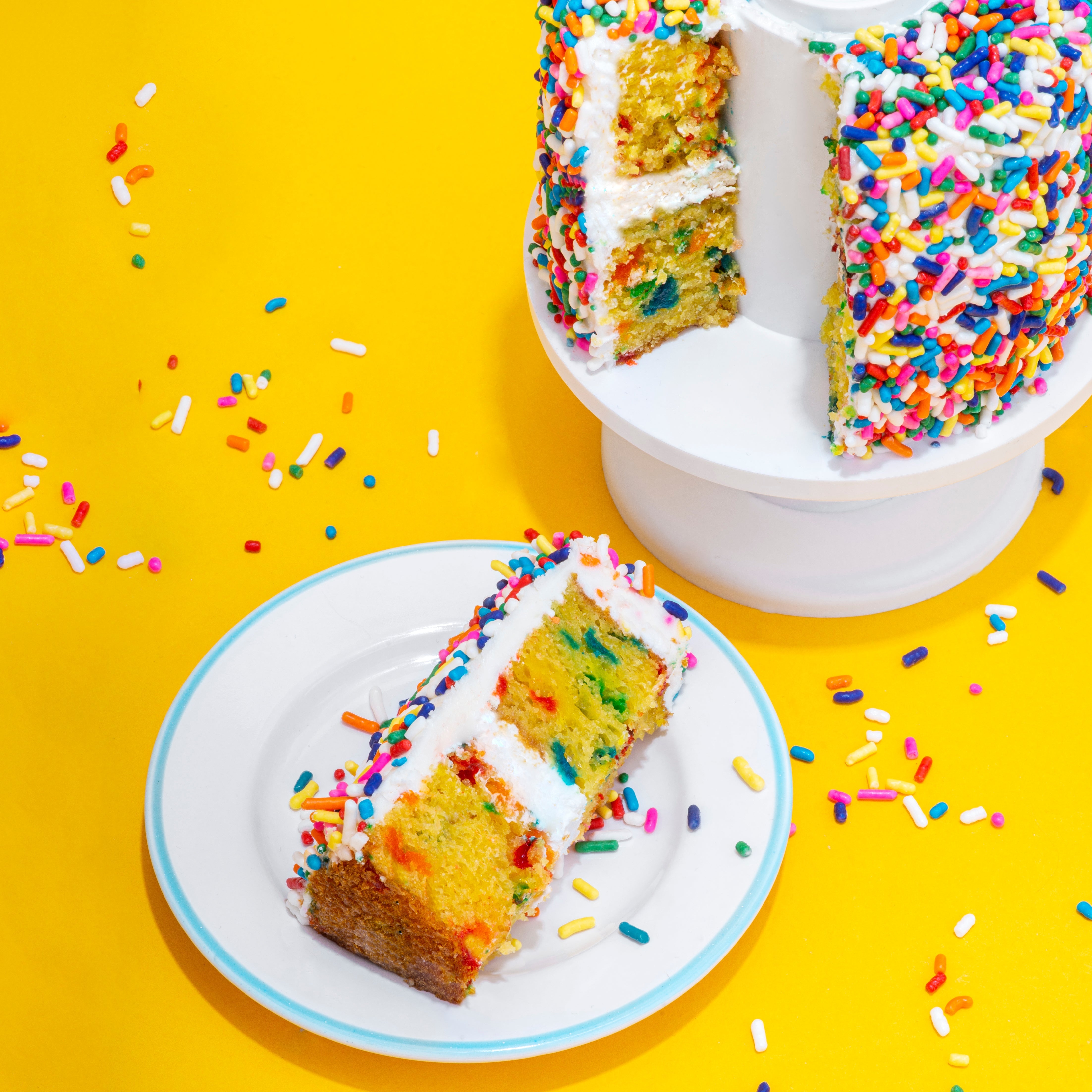 Happy Birthday Box-  4" Rainbow Confetti Surprise Cake®