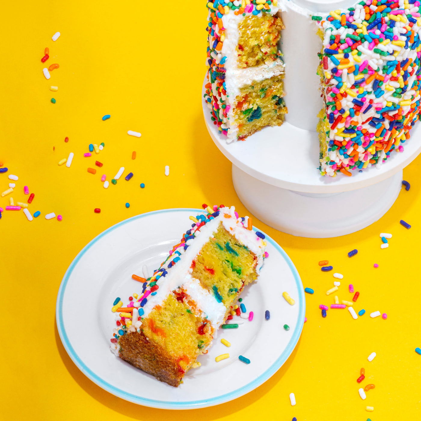 4"- Happy Birthday Rainbow Confetti Explosion Surprise Cake®