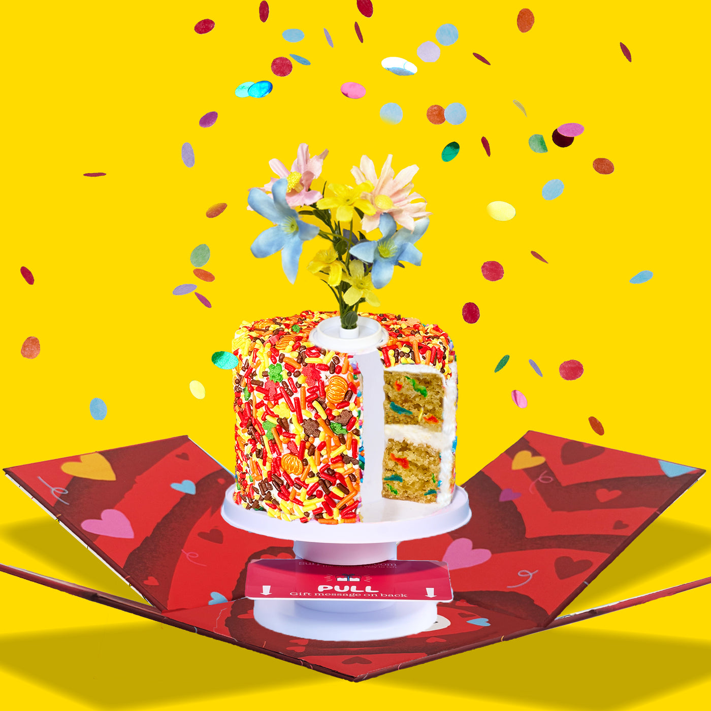 4" Fall Festive Vanilla Confetti Surprise Cake®