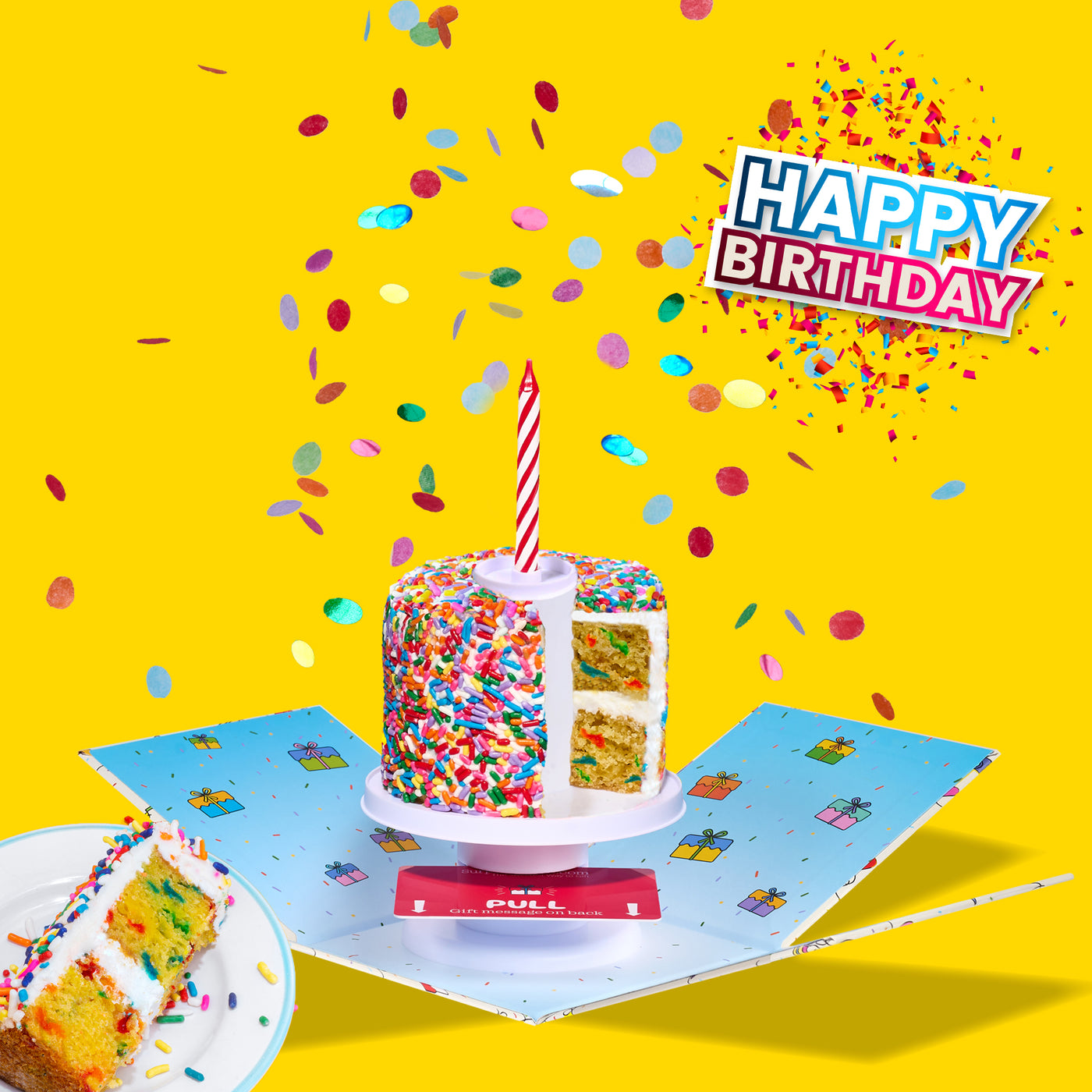 4" Happy Birthday Rainbow Confetti Surprise Cake®