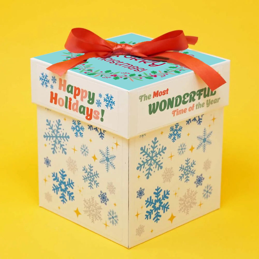 Merry Christmas Box-  4" Vanilla Christmas Tree Explosions Surprise Cake®