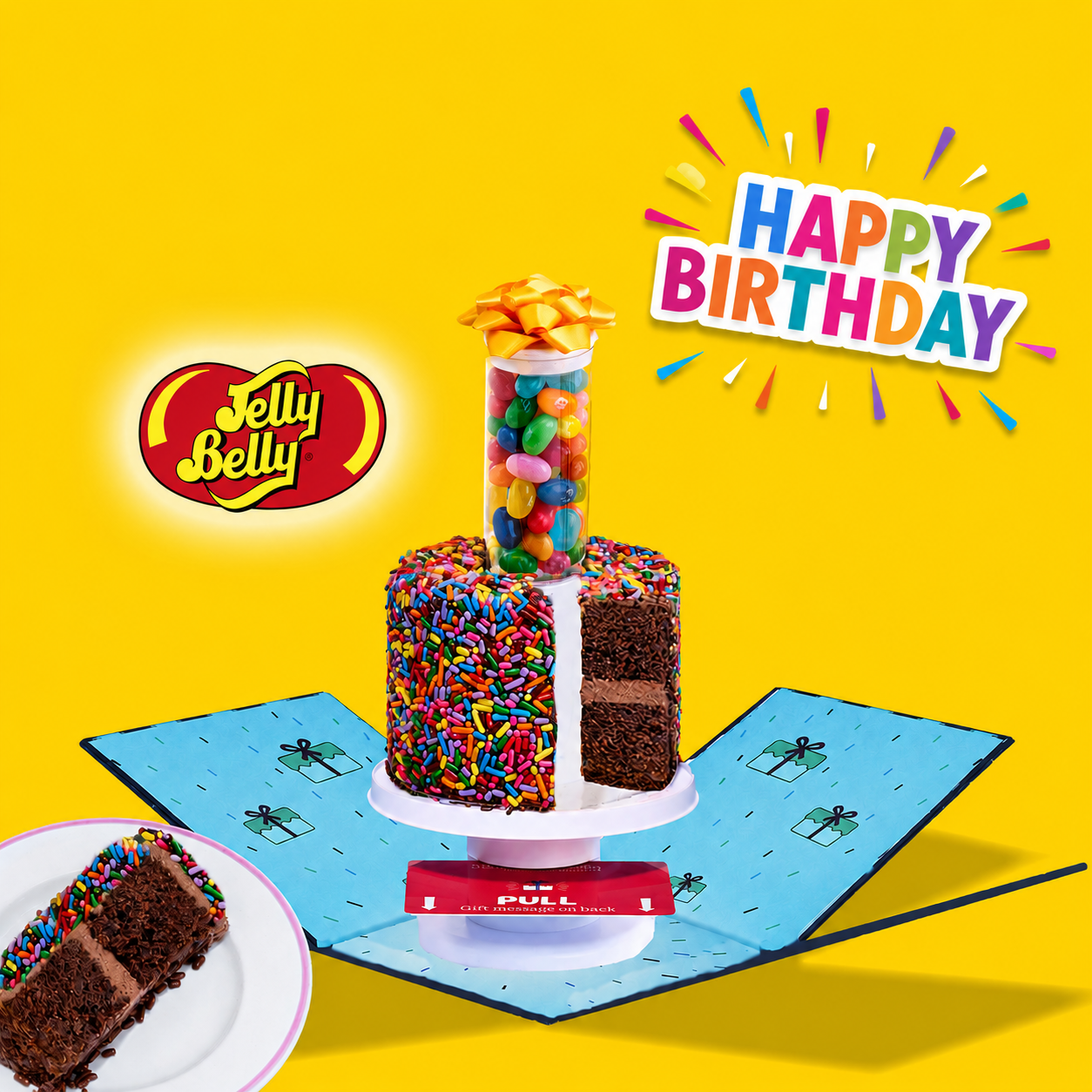 4"- Rainbow Chocolate Surprise Cake®️with Jelly Belly®️ Surprise