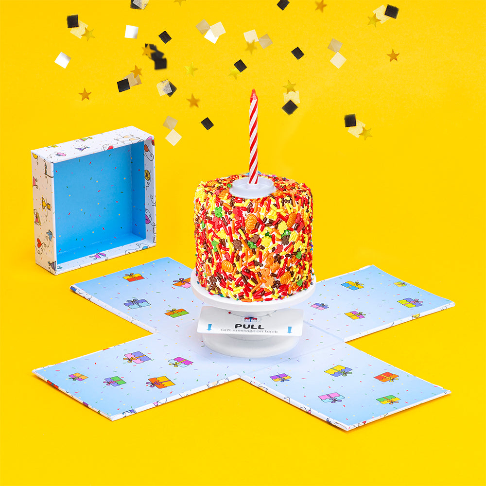 4" Fall Festive Vanilla Confetti Surprise Cake®