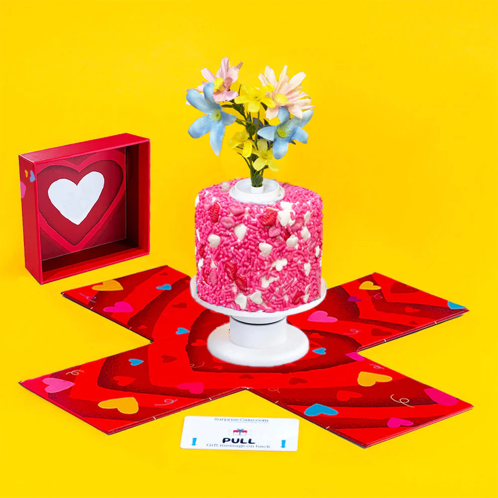 4" Hot Pink Love and Kisses Surprise Cake®