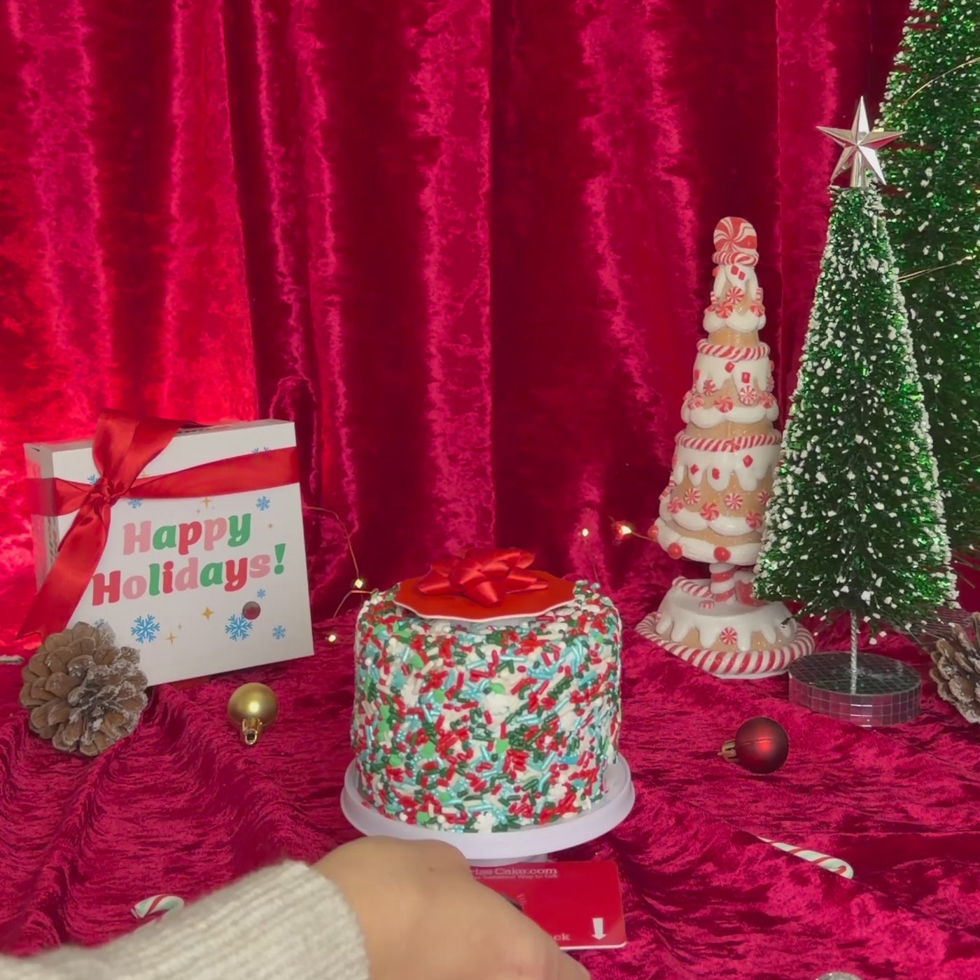 Merry Christmas Box - 4" Chocolate Christmas Surprise Cake Box®