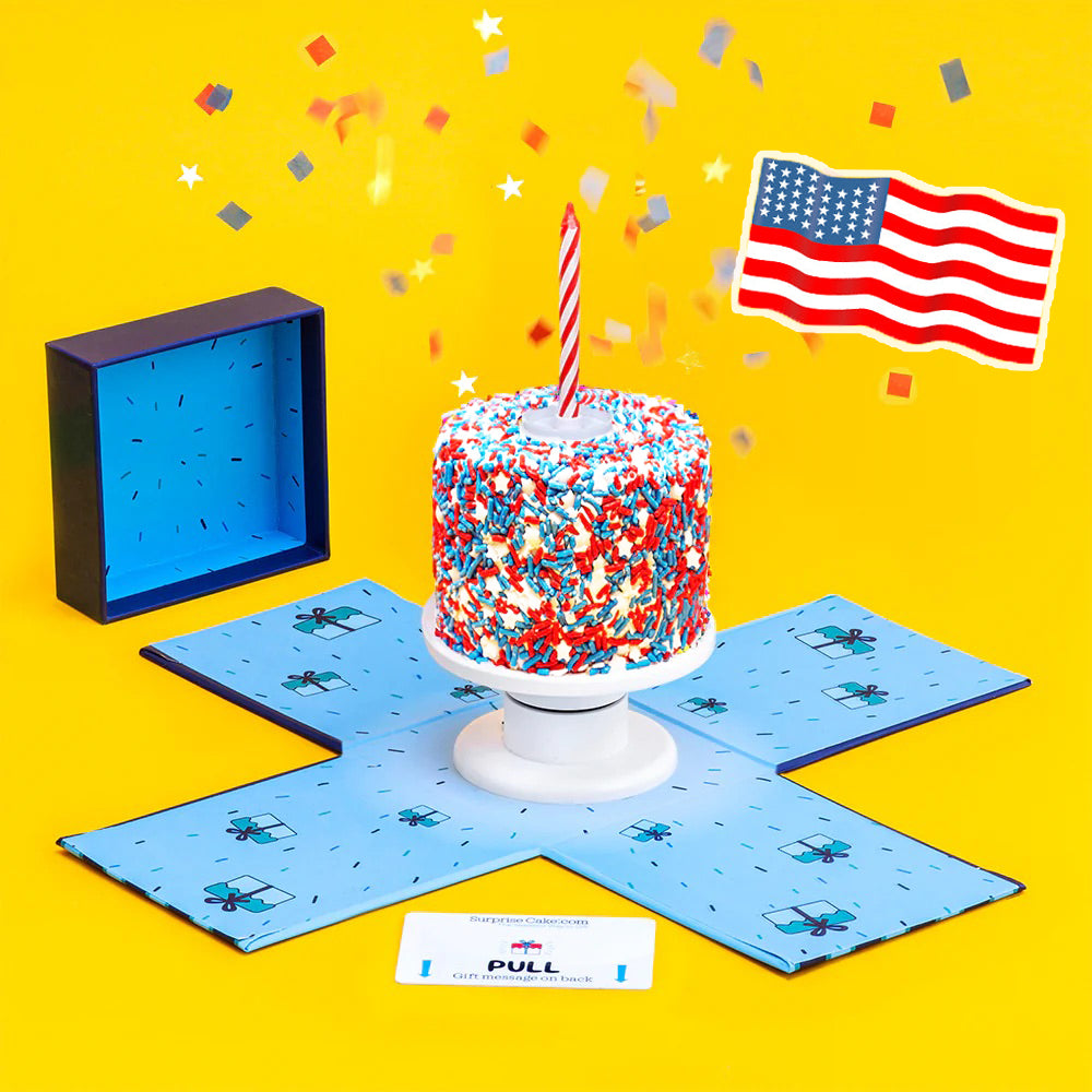 4" American Pride Star Confetti Explosion Surprise Cake