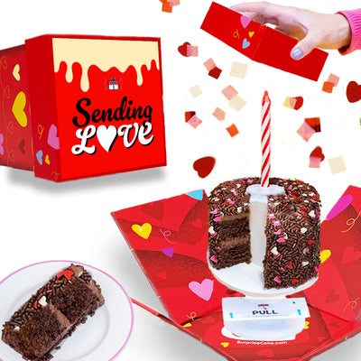 Sending Love Box - 4" Chocolate Love Confetti Surprise Cake®