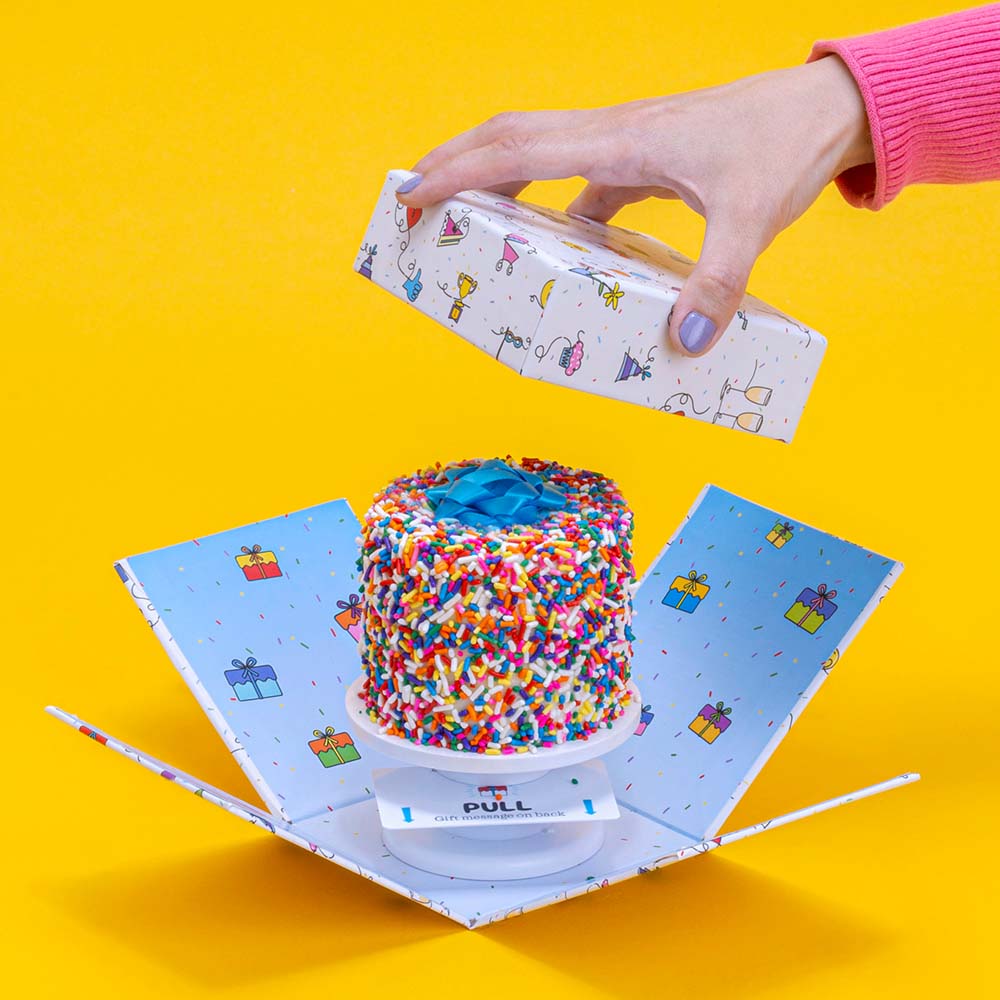 Printed Paper Polka Dot Window Cake Box, Size: 8
