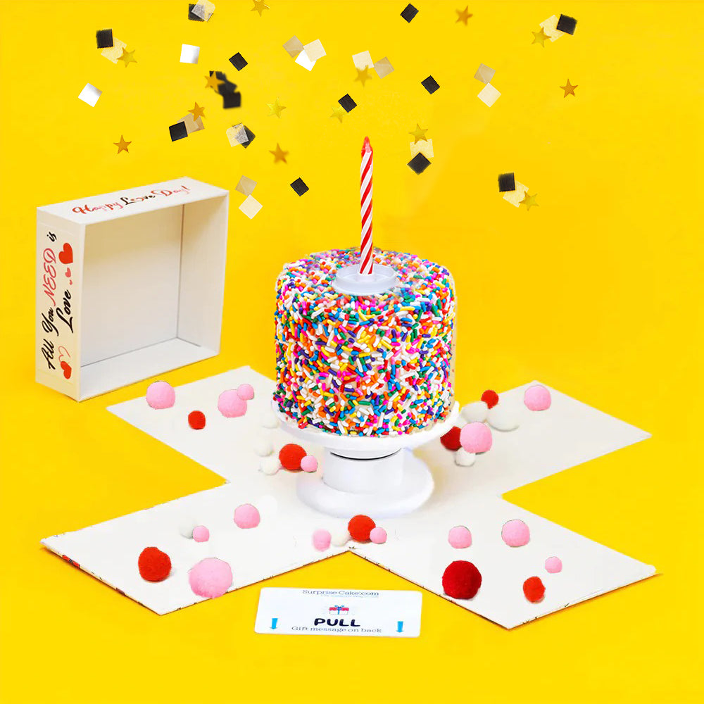4" Rainbow Vanilla Confetti Surprise Cake®