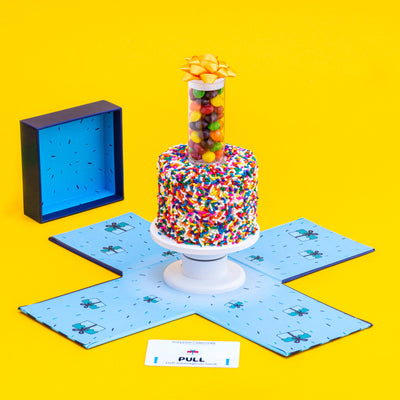 4"- Happy Birthday Rainbow Confetti Surprise Cake®
